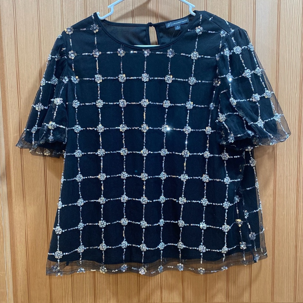 NWT Elegant Silk and Beaded Top. - Picture 2 of 8